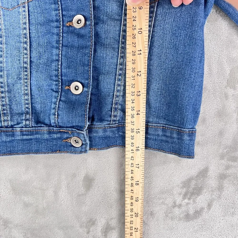 The Children's Place Blue Denim Jean Jacket Girl's Medium 7/8 Distressed